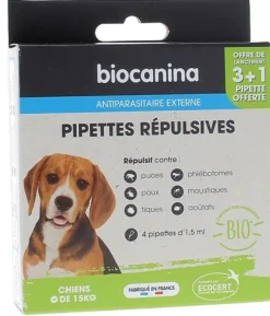 Pipettes répulsives chien (-15kg) Biocanina - boîte de 4 pipettes de 1,5ml