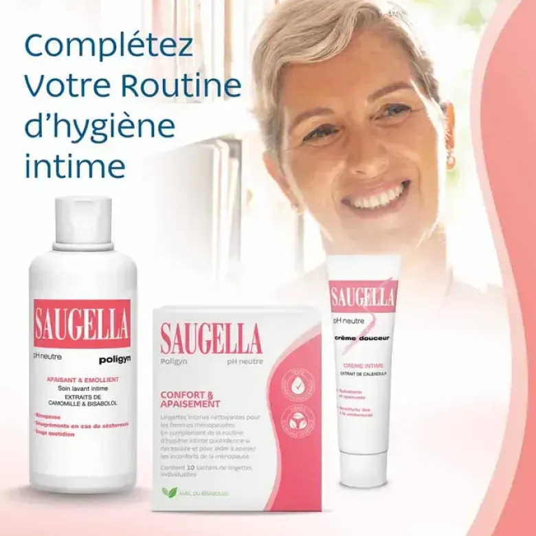 Poligyn lingettes intimes Saugella - boite de 10 lingettes individuelles