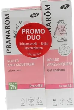 Pranabb Roller anti-moustiques bio + Roller après-piqûres bio Pranarôm - lot de 2 rollers