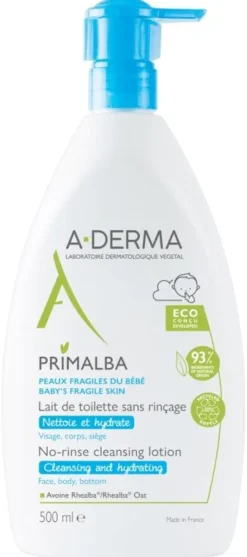 Primalba lait de toilette sans rinçage Aderma - flacon pompe 500 ml