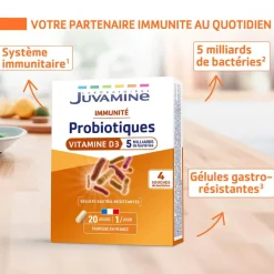 Probiotiques vitamine D3 Juvamine - boite de 20 gélules