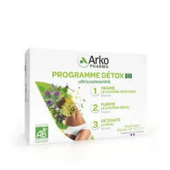 Programme détox triple action bio Arkopharma - boîte de 30 ampoules