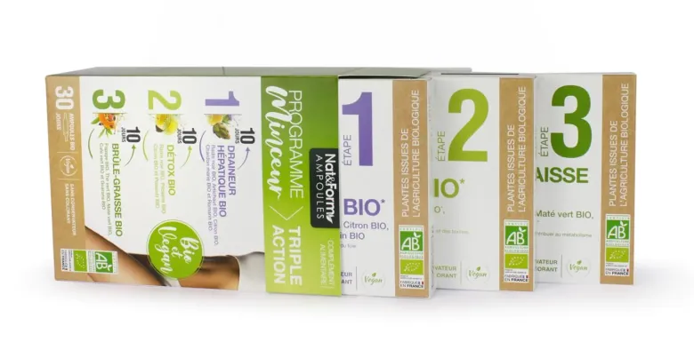 Programme minceur triple action bio Nat&Form - boîte de 30 ampoules