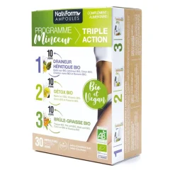 Programme minceur triple action bio Nat&Form - boîte de 30 ampoules