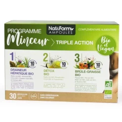 Programme minceur triple action bio Nat&Form - boîte de 30 ampoules