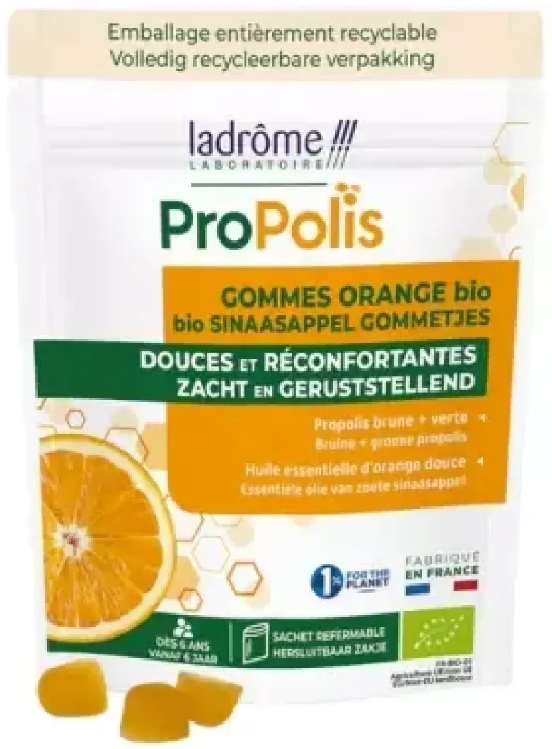 Propolis gommes orange Bio Ladrôme - sachet de 45g
