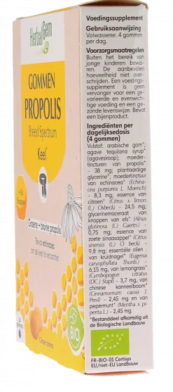 Propolis large spectre bio HerbalGem - boite de 24 gommes