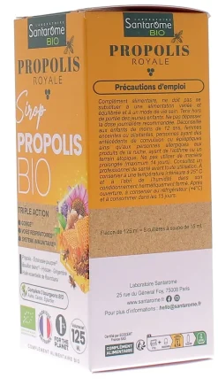 Propolis Royale Sirop propolis triple action bio Santarome - flacon de 125ml