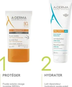 Protect Fluide solaire visage invisible pocket SPF50+ A-derma - tube de 30 ml