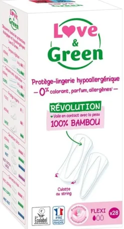 Protège-lingerie hypoallergénique Flexi Love & Green - 28 protège-slips