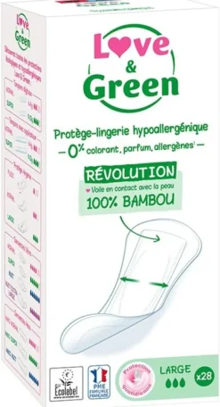 Protège-lingerie hypoallergénique Large Love & Green - 28 protège-slips