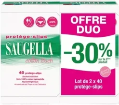 Protège-slips Cotton touch Saugella - lot de 2 boites de 40 protèges-slips offre spéciale