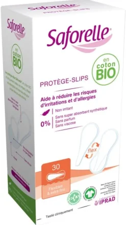 Protège-slips flexibles & extra-fins coton bio Saforelle - boite de 30 protège-slips