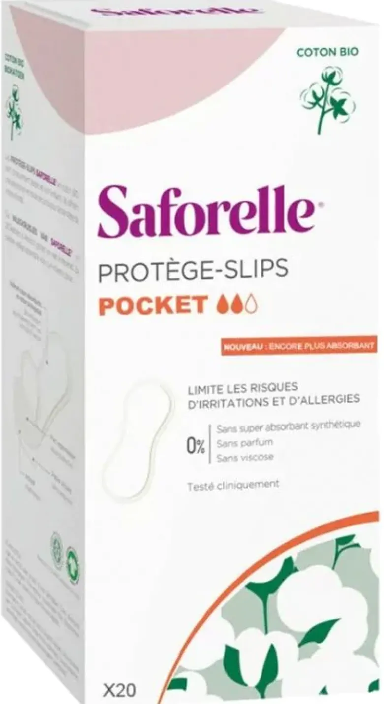 Protège-slips pocket en coton bio Saforelle - sachet de 20 protège-slips