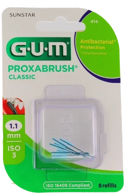 Proxabrush Recharges brossettes interdentaires 1.1mm Gum - boîte de 8 recharges