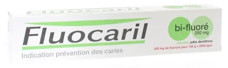 Pâte dentifrice menthe bi-fluoré 250 mg Fluocaril - tube de 75 ml