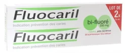 Pâte dentifrice menthe bi-fluoré 250 mg Fluocaril - 2 tubes de 75 ml