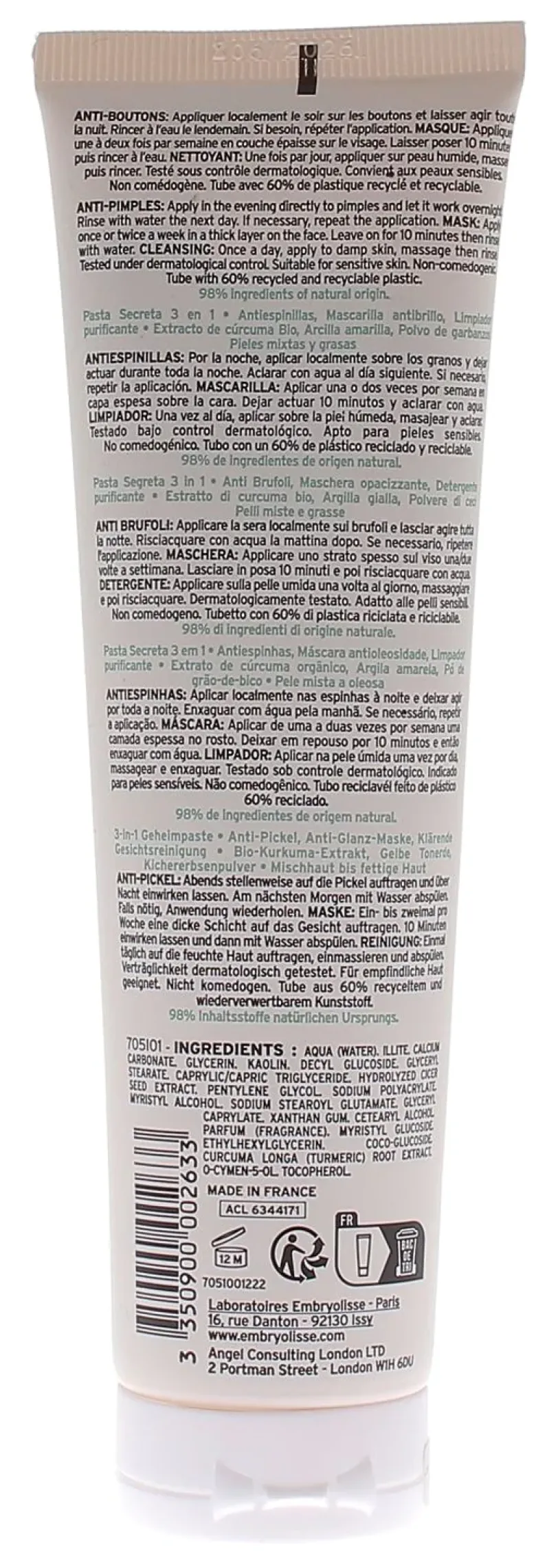 Pâte secrète 3en1 Embryolisse - tube de 100ml