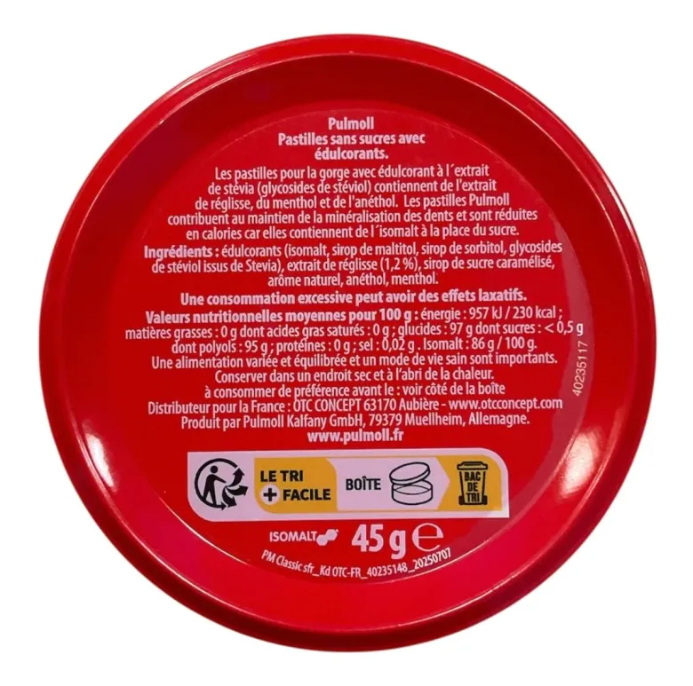 Pulmoll bonbons sans sucres - boite de 45g