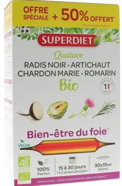 Quatuor Bien-être du foie bio Superdiet