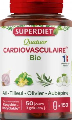 Quatuor cardiovasculaire bio Super Diet - boite de 150 gélules
