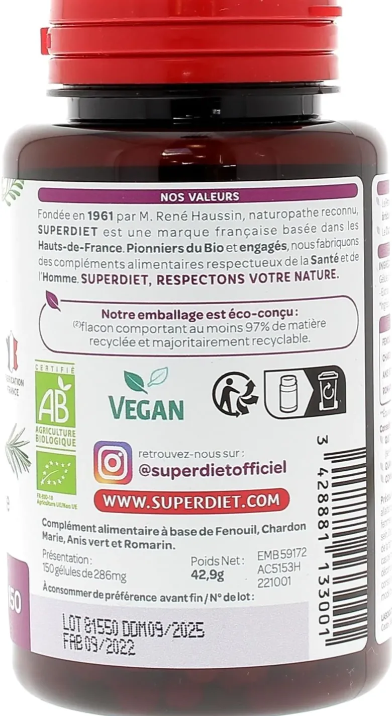 Quatuor digestion bio Super Diet - boite de 150 gélules