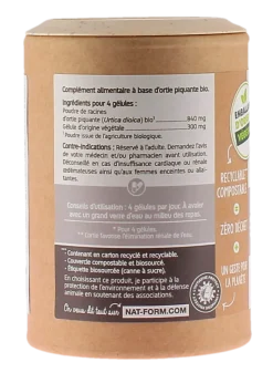 Racine d'ortie piquante bio Confort urinaire Nat&Form - pot de 90 gélules