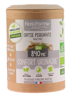 Racine d'ortie piquante bio Confort urinaire Nat&Form - pot de 90 gélules