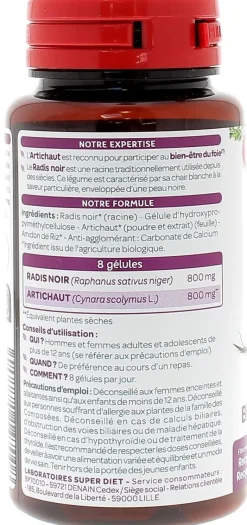 Radis noir Artichaut bio Super Diet - boite de 90 gélules