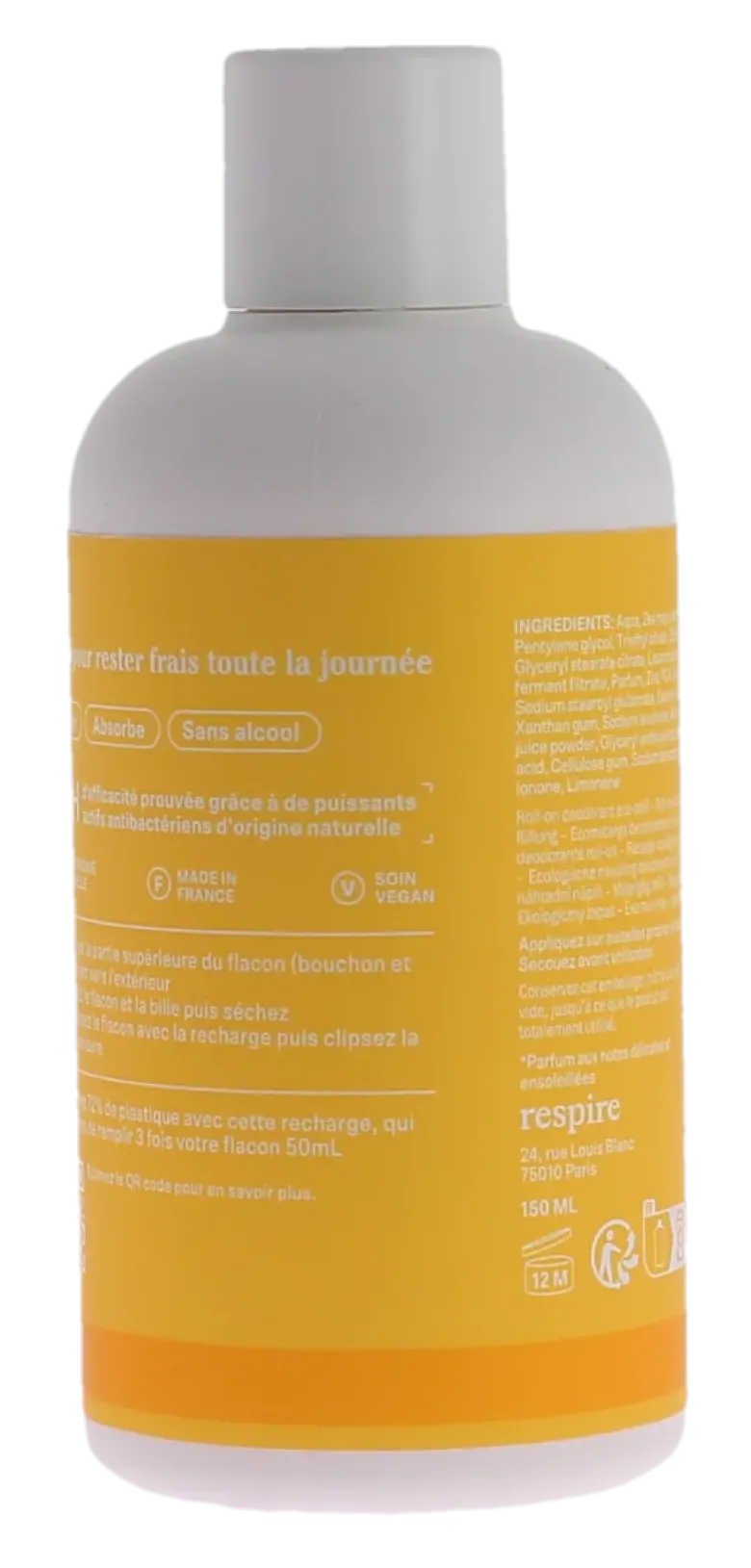 Recharge déodorant roll-on douceur monoï efficacité 24h Respire