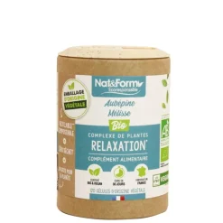 Relaxation Aubépine/Mélisse Bio Nat&Form - boîte de 120 gélules végétales