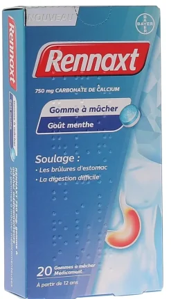 Rennaxt gomme à mâcher menthe - boîte de 20 gommes à mâcher