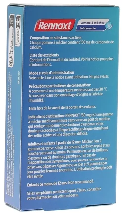 Rennaxt gomme à mâcher menthe - boîte de 20 gommes à mâcher