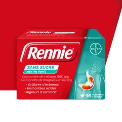 Rennie menthe verte sans sucre – 96 comprimés