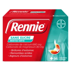 Rennie menthe verte sans sucre – 96 comprimés