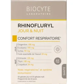 Rhinofluryl confort respiratoire jour&nuit Biocyte - boite de 20 gélules