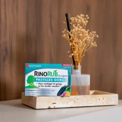 RinoRub eucalyptus pastilles gorge goût menthe sans sucre Forté Pharma - boîte de 24 pastilles