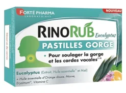 RinoRub eucalyptus pastilles gorge goût menthe sans sucre Forté Pharma - boîte de 24 pastilles