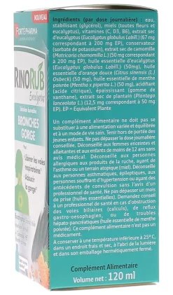 RinoRub Eucalyptus Solution buvable bronches et gorge Forté Pharma - flacon de 120ml