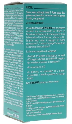 RinoRub Eucalyptus Solution buvable bronches et gorge Forté Pharma - flacon de 120ml
