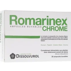 Romarinex chrome ampoules buvables Dissolvurol - boite de 20 ampoules