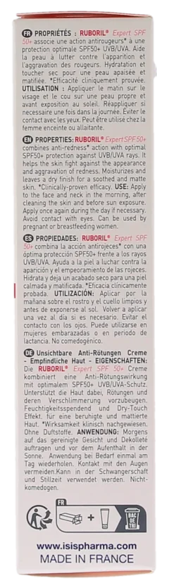 Ruboril Expert 50+ crème anti-rougeurs invisible Isispharma - tube de 40ml