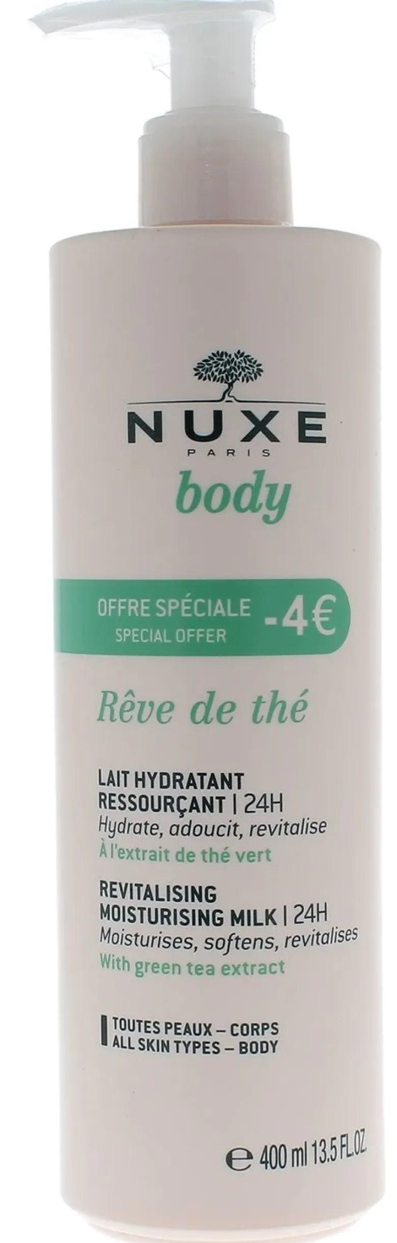 Rêve de thé Lait hydratant ressourçant Nuxe - flacon pompe de 400 ml offre spéciale