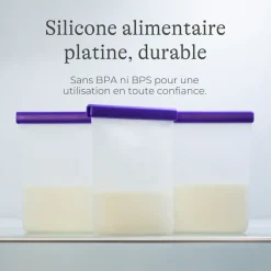 Sachets de conservation pour lait maternel en silicone Lansinoh - boîte de 5 sachets de 240ml
