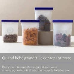 Sachets de conservation pour lait maternel en silicone Lansinoh - boîte de 5 sachets de 240ml