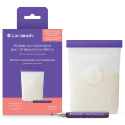 Sachets de conservation pour lait maternel en silicone Lansinoh - boîte de 5 sachets de 240ml