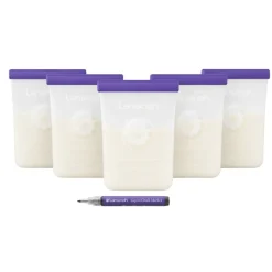 Sachets de conservation pour lait maternel en silicone Lansinoh - boîte de 5 sachets de 240ml