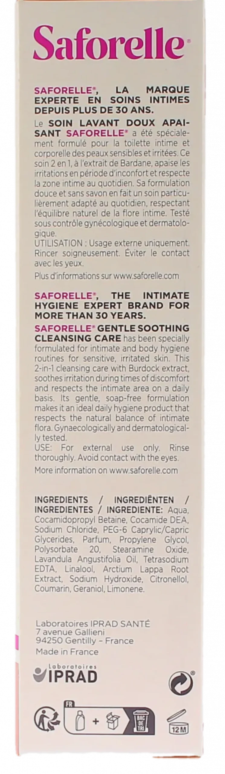 Saforelle Soin lavant doux toilette intime