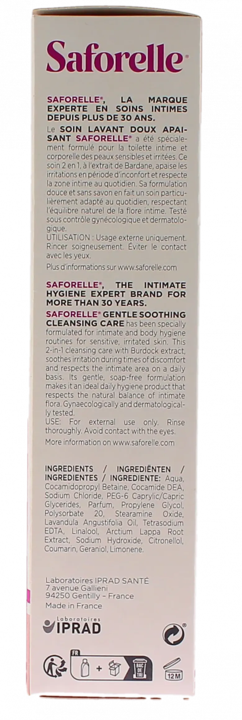 Saforelle Soin lavant doux toilette intime