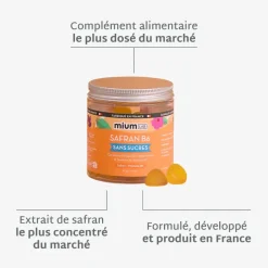 Safran B6 gummies sans sucres Mium Lab - pot de 42 gummies
